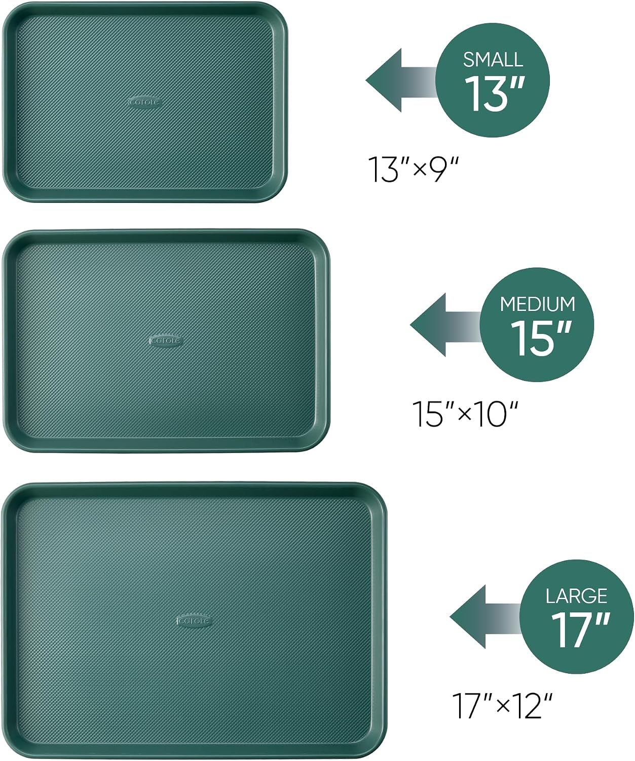 image:imageCAROTE 3Piece Baking Sheet Nonstick Cookie Sheets Olive GreenDeep Olive Green