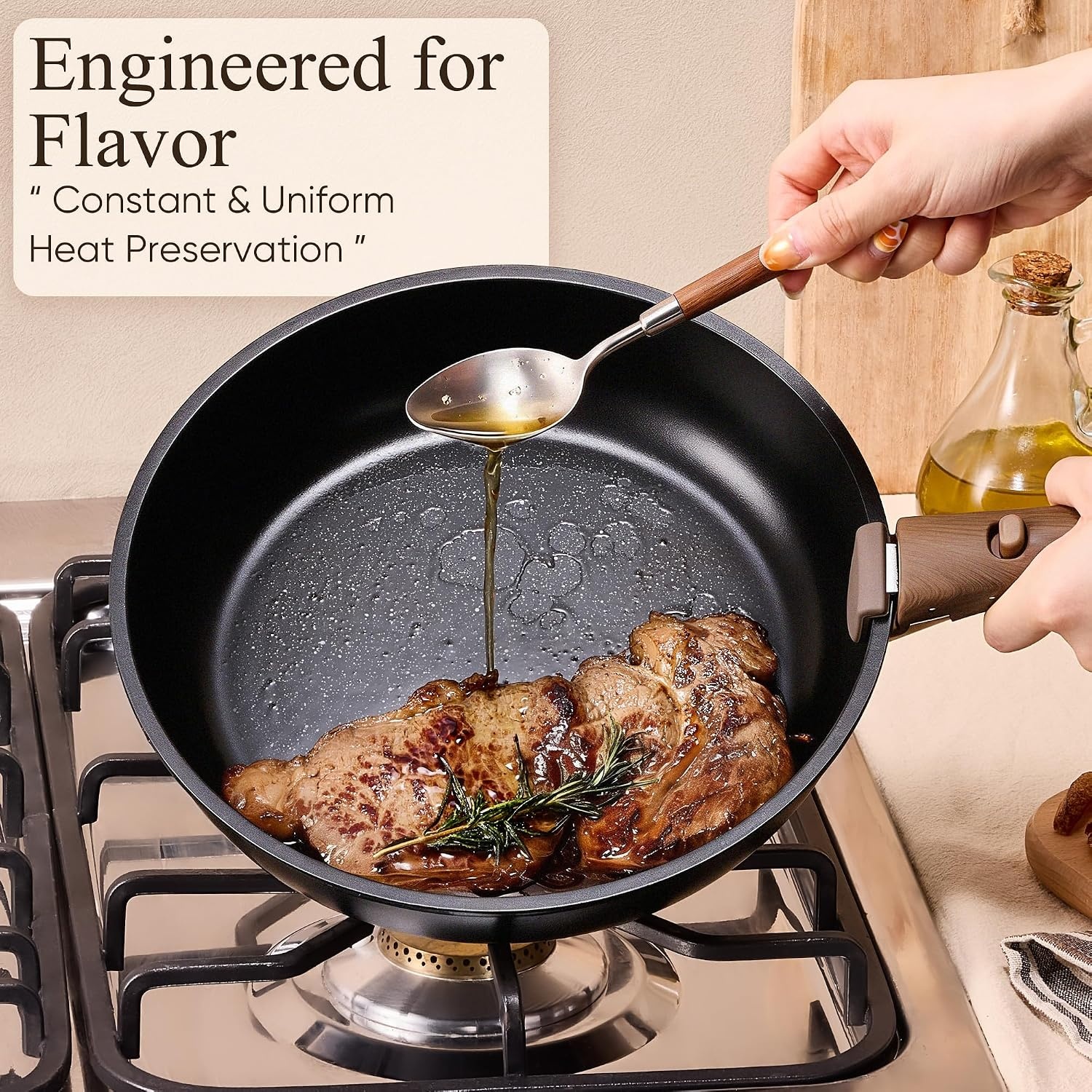 image:imageCAROTE Pots and Pans Set Non Stick Detachable Handle Cookware 21pcsWhiteBlack