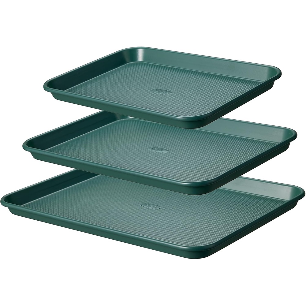 image:imageCAROTE 3Piece Baking Sheet Nonstick Cookie Sheets Olive GreenDeep Olive Green