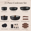 CAROTE Pots and Pans Set Non Stick, Detachable Handle Cookware, 21pcs,White(Black)