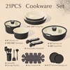 CAROTE Pots and Pans Set Non Stick, Detachable Handle Cookware, 21pcs,White(Charcoal)