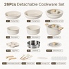 CAROTE Pots and Pans Set Non Stick, Detachable Handle Cookware, 21pcs,White(Cream White)