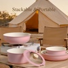 CAROTE Pots and Pans Set Non Stick, Detachable Handle Cookware, 21pcs,White(Pink)