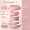 CAROTE Pots and Pans Set Non Stick, Detachable Handle Cookware, 21pcs,White(Pink)