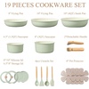 CAROTE Pots and Pans Set Non Stick, Detachable Handle Cookware, 21pcs,White(Sage Green)
