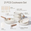 CAROTE Pots and Pans Set Non Stick, Detachable Handle Cookware, 21pcs,White(White)