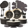 CAROTE Pots and Pans Set Non Stick, Detachable Handle Cookware, 21pcs,White(Charcoal)