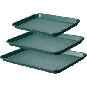 CAROTE 3-Piece Baking Sheet, Nonstick Cookie Sheets, Olive Green(Deep Olive Green)