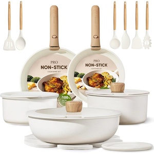 CAROTE Pots and Pans Set Non Stick, Detachable Handle Cookware, 21pcs,White(White)